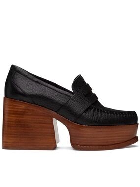 Gabriela Hearst Augusta Platform Loafer with Wood-Effect Block Heel